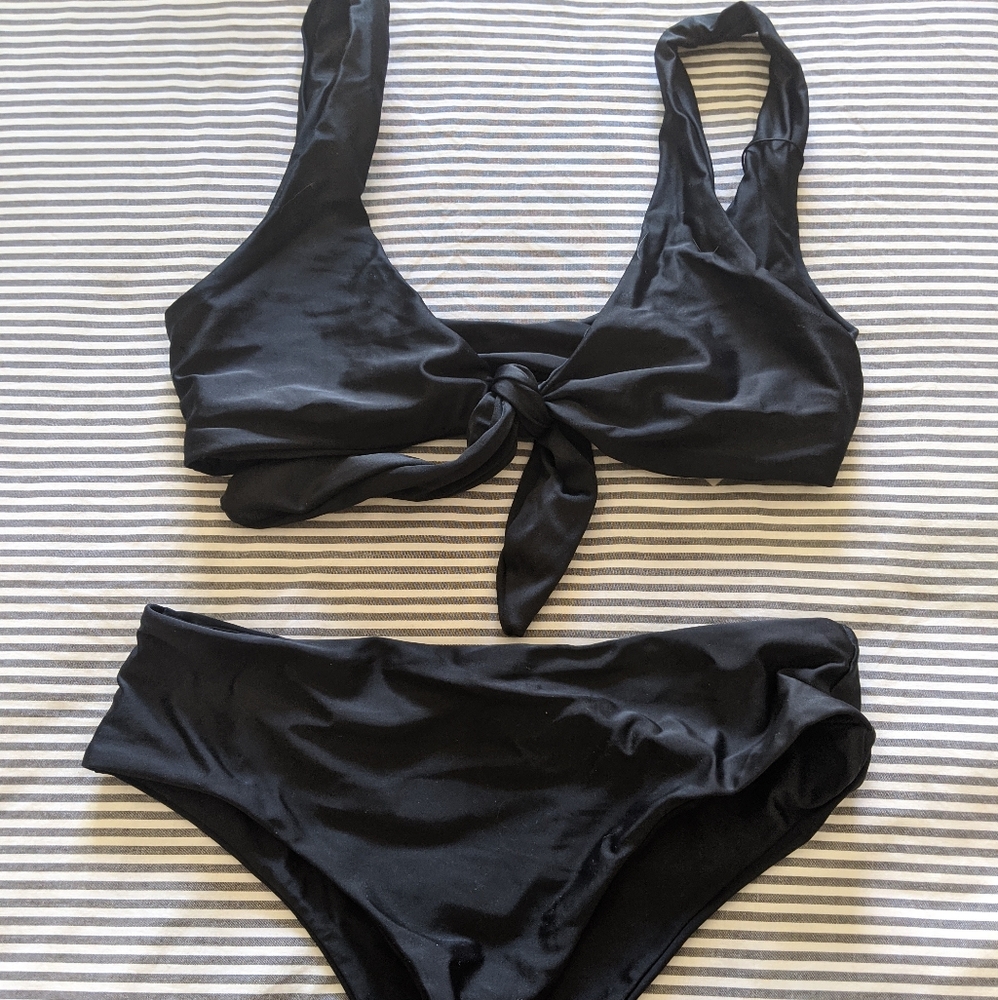 Zaful NWT Tie Black Bikini